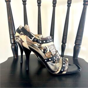 Michael Kors Black and Tan Snakeskin Heels